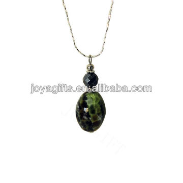 Handmade high quality natural agate pendant necklace with silver chain